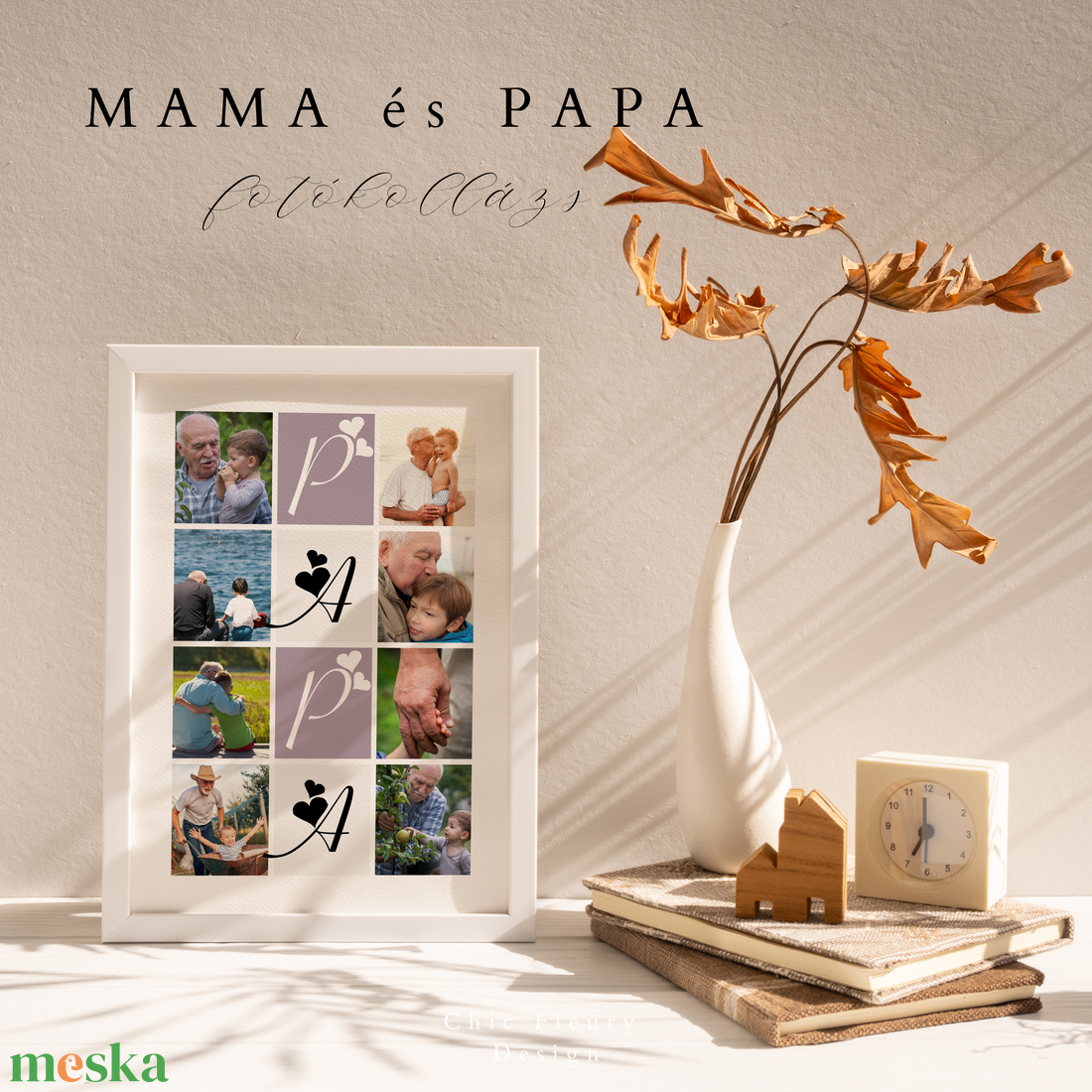 Mama és Papa fotókollázs digitális, nyomtatható Canva sablon poszter - művészet - grafika & illusztráció - digitális - Meska.hu