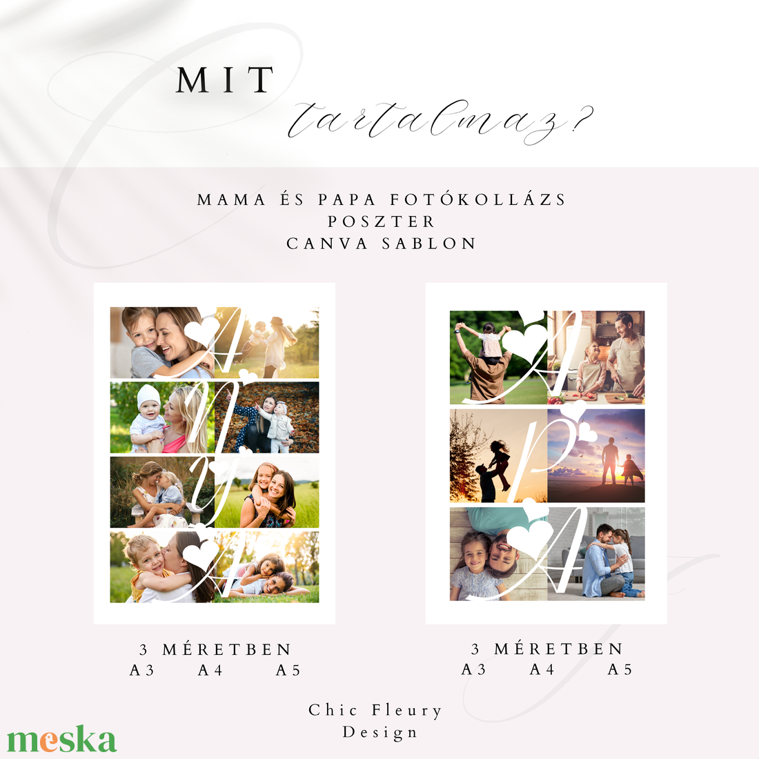 Anya és Apa fotókollázs digitális, nyomtatható Canva sablon poszter - művészet - grafika & illusztráció - digitális - Meska.hu