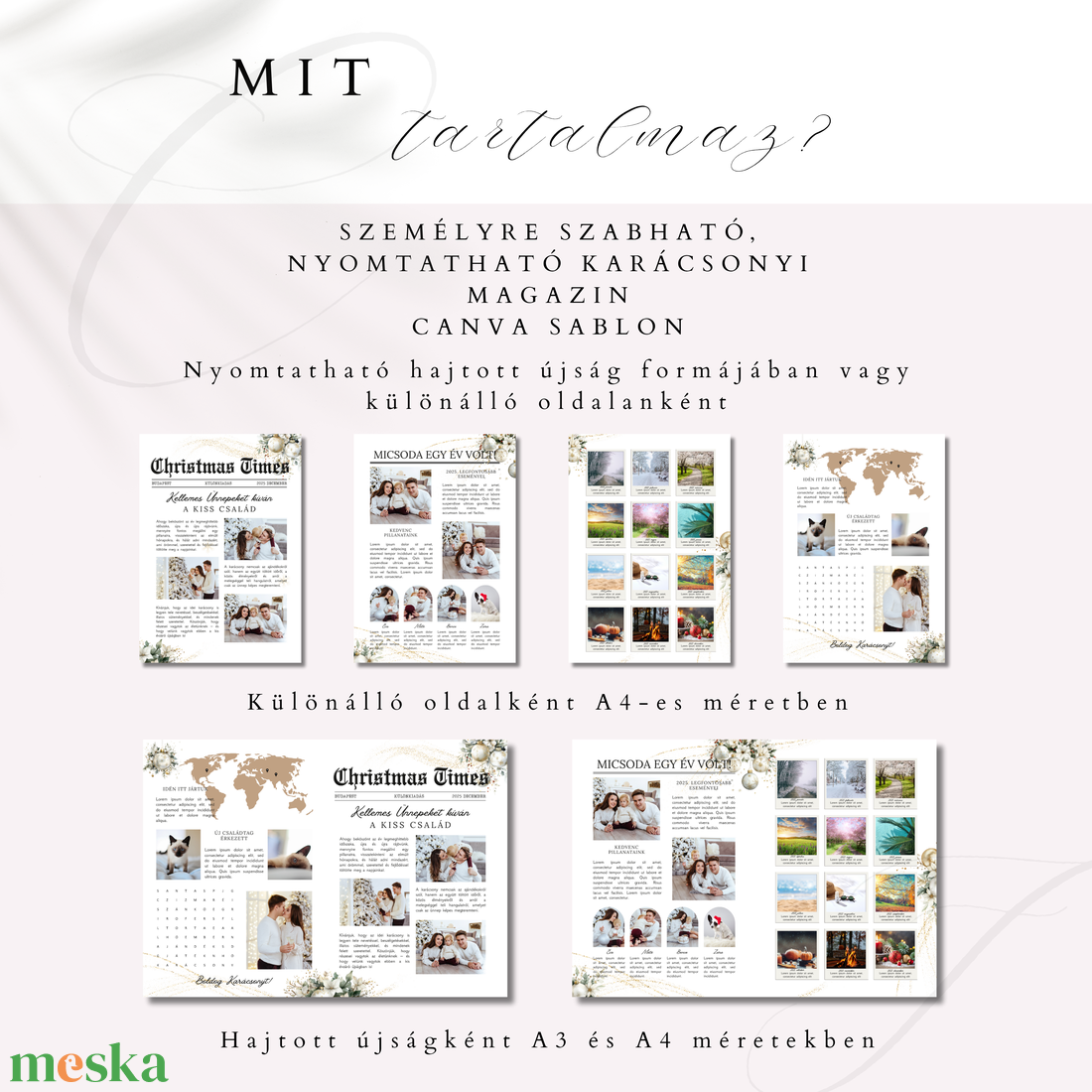 Karácsonyi magazin Canva sablon, ünnepi karácsonyi hírlevél, személyre szabható, nyomtatható - művészet - grafika & illusztráció - digitális - Meska.hu