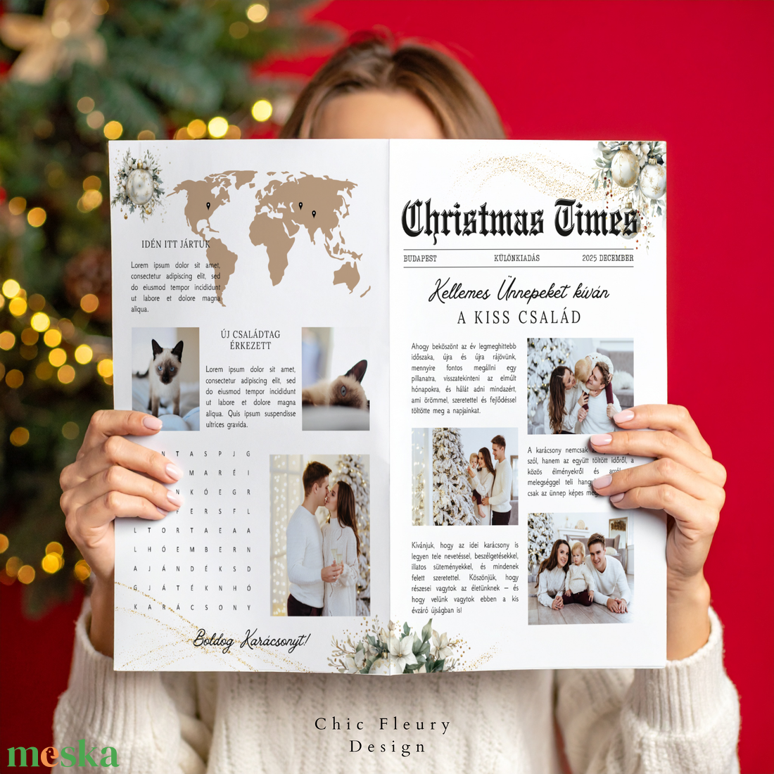 Karácsonyi magazin Canva sablon, ünnepi karácsonyi hírlevél, személyre szabható, nyomtatható - művészet - grafika & illusztráció - digitális - Meska.hu