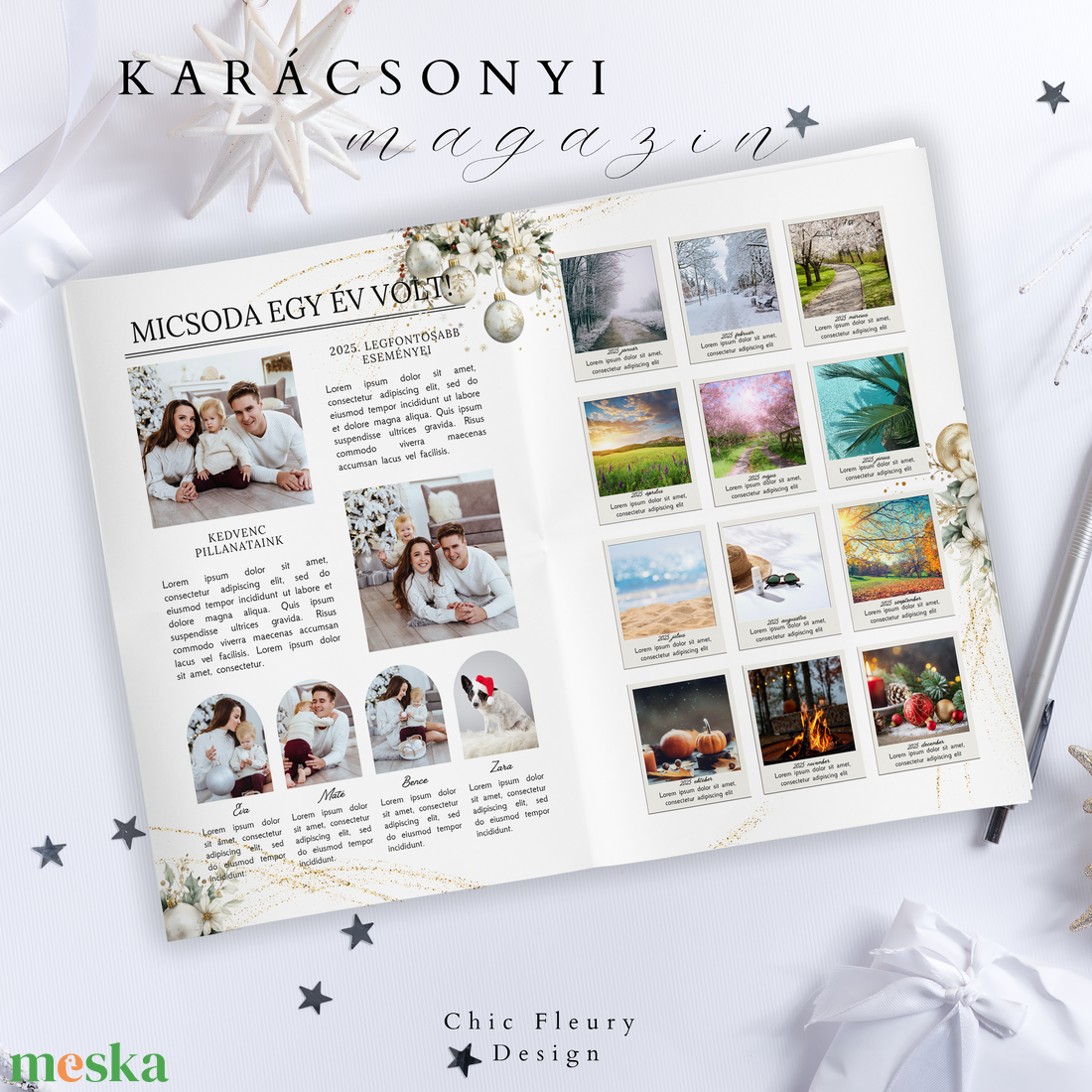 Karácsonyi magazin Canva sablon, ünnepi karácsonyi hírlevél, személyre szabható, nyomtatható - művészet - grafika & illusztráció - digitális - Meska.hu