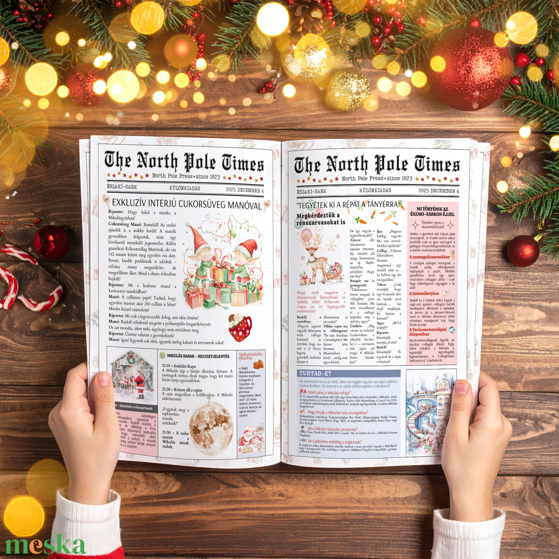 The North Pole Times Különkiadása, Mikulás Magazin, levél a Mikulástól, Jóság Oklevél letölthető Canva sablon - művészet - grafika & illusztráció - digitális - Meska.hu