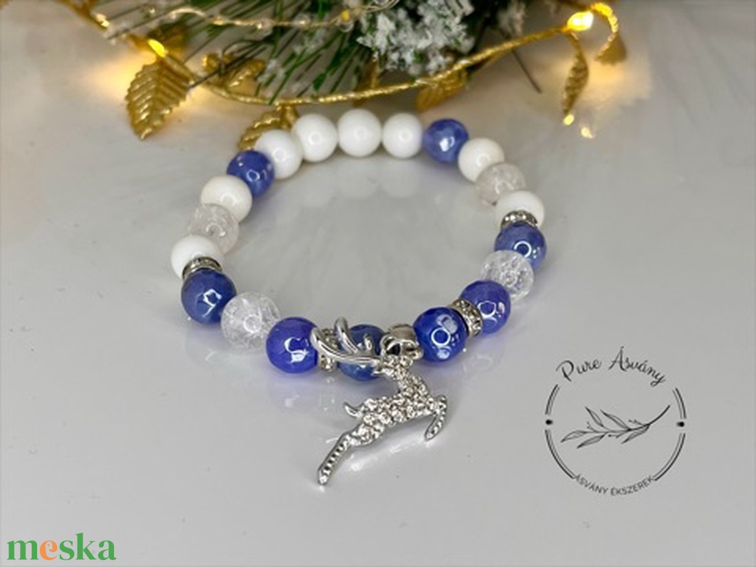 Kagyló  Galvanizált achát  Hegyikristály karkötő szarvas medállal - ékszer - fülbevaló - lógó fülbevaló - Meska.hu  Kagyló  Galvanizált achát  Hegyikristály karkötő szarvas medállal - ékszer - fülbevaló - lógó fülbevaló - Meska.hu