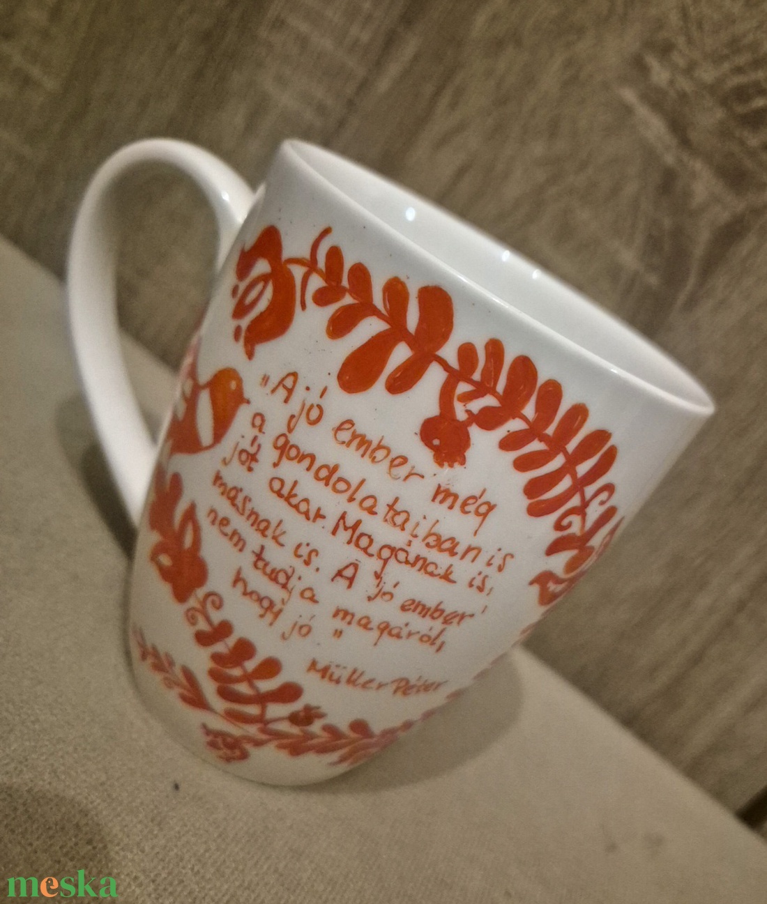 Népi motívumos, személyre szabható feliratos bögre - otthon & életmód - konyhafelszerelés, tálalás - tálalás - bögre & csésze - Meska.hu
