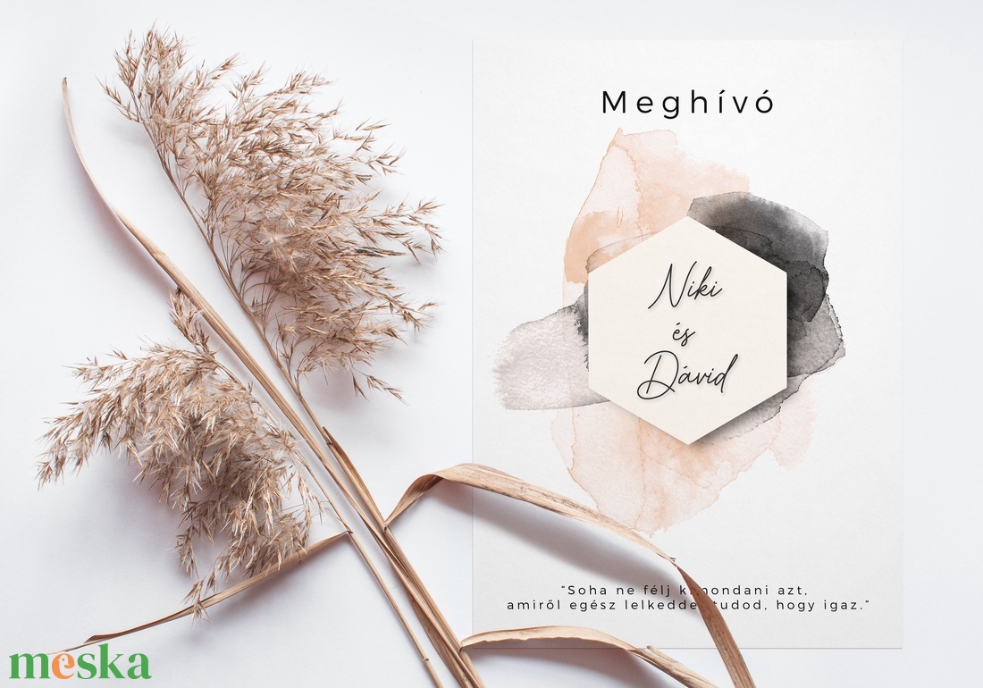 WATERCOLOR Esküvői Meghívó, Sárga Esküvői Meghívó, Tinta Esküvői Meghívó, Minimal Esküvői Meghívó - esküvő - meghívó & kártya - meghívó - Meska.hu