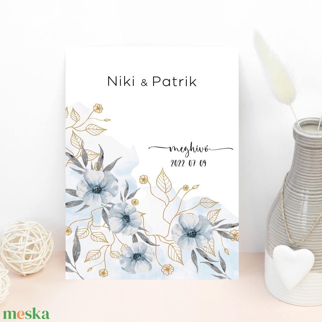 WATERCOLOR Esküvői Meghívó, Virág Esküvői Meghívó, Leveles Esküvői Meghívó, Minimal Esküvői Meghívó - esküvő - meghívó & kártya - meghívó - Meska.hu