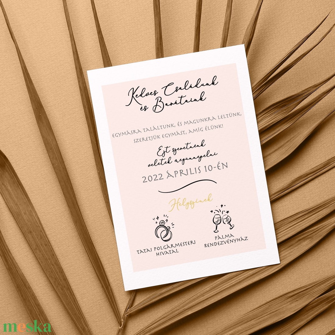 GOLDENLEAF Esküvői Meghívó, Arany Esküvői Meghívó, Leveles Esküvői Meghívó, Minimal Esküvői Meghívó - esküvő - meghívó & kártya - meghívó - Meska.hu