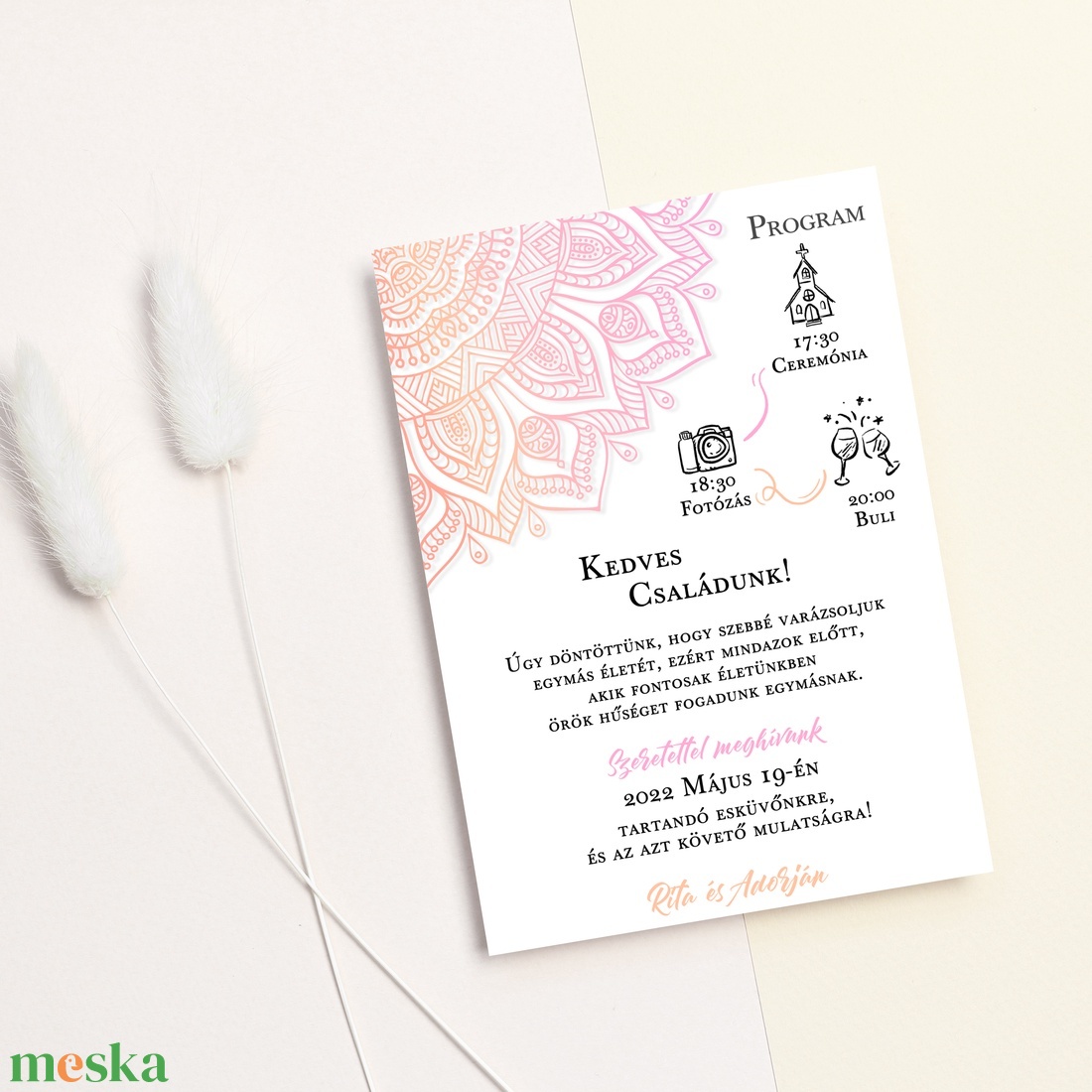 MANDALA Esküvői Meghívó, Mintás Esküvői Meghívó, Ezoterikus Esküvői Meghívó, Minimal Esküvői Meghívó - esküvő - meghívó & kártya - meghívó - Meska.hu