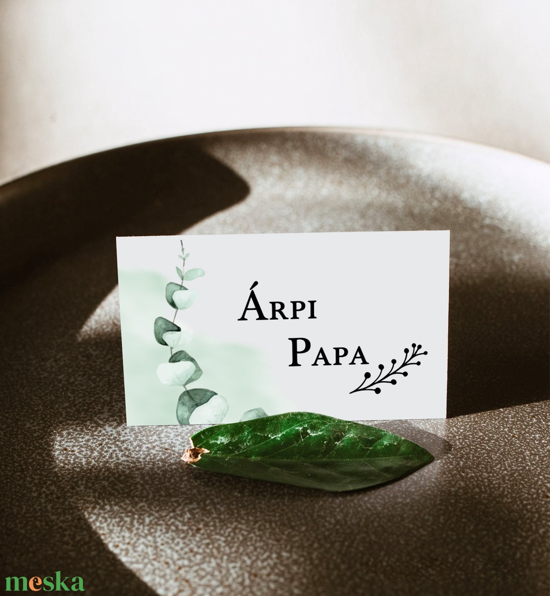 GREENLEAF Esküvői Ültetőkártya, Levelek Esküvői Ültetőkártya, Keretes Esküvői Ültetőkártya, Zöld Esküvői Ültetőkártya - esküvő - meghívó & kártya - menü - Meska.hu