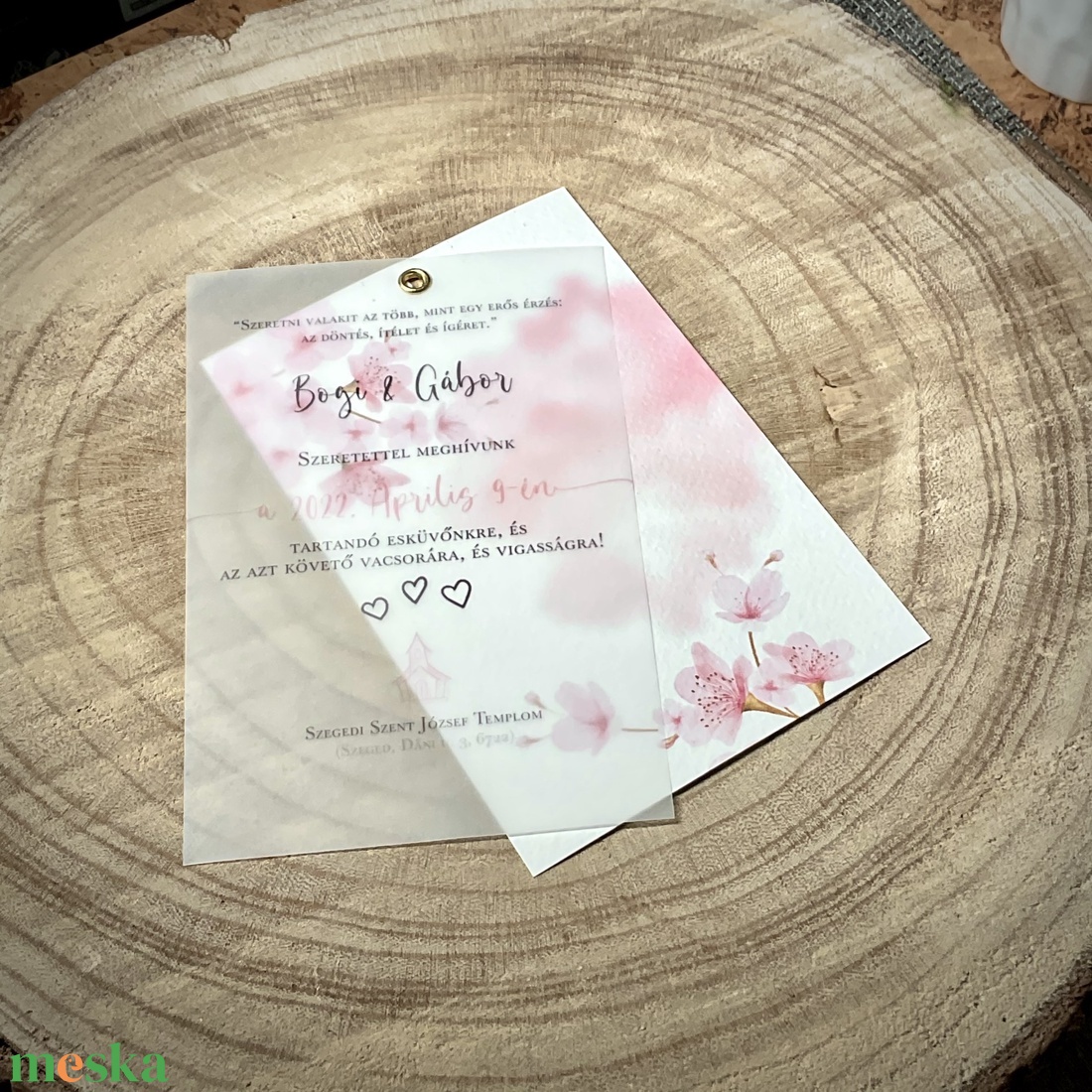 CHERRY BLOSSOM Esküvői Meghívó, Rózsaszín Esküvői Meghívó, Cseresznyefa Esküvői Meghívó, Minimal Esküvői Meghívó - esküvő - meghívó & kártya - meghívó - Meska.hu