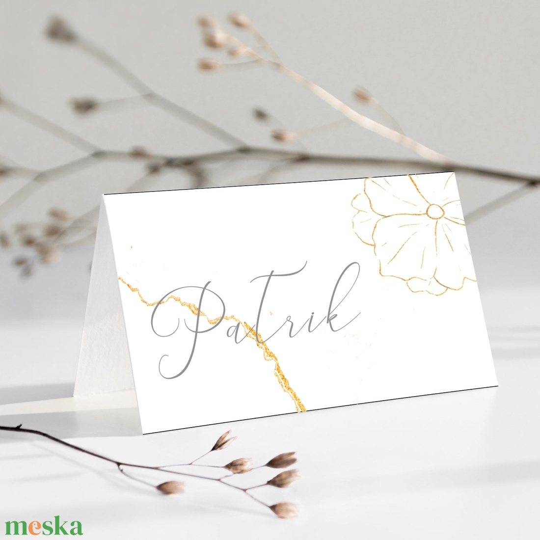 GOLDENLEAF Esküvői Ültetőkártya, Levél Esküvői Ültetőkártya, Minimal Esküvői Ültetőkártya, Arany Esküvői Ültetőkártya - esküvő - meghívó & kártya - ültetési rend - Meska.hu