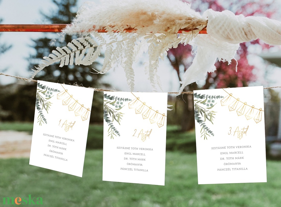 GREENLEAF Ültetési Rend, Leveles Ültetési Rend, Zöld Ültetési Rend, Minimal Ültetési Rend - esküvő - meghívó & kártya - ültetési rend - Meska.hu
