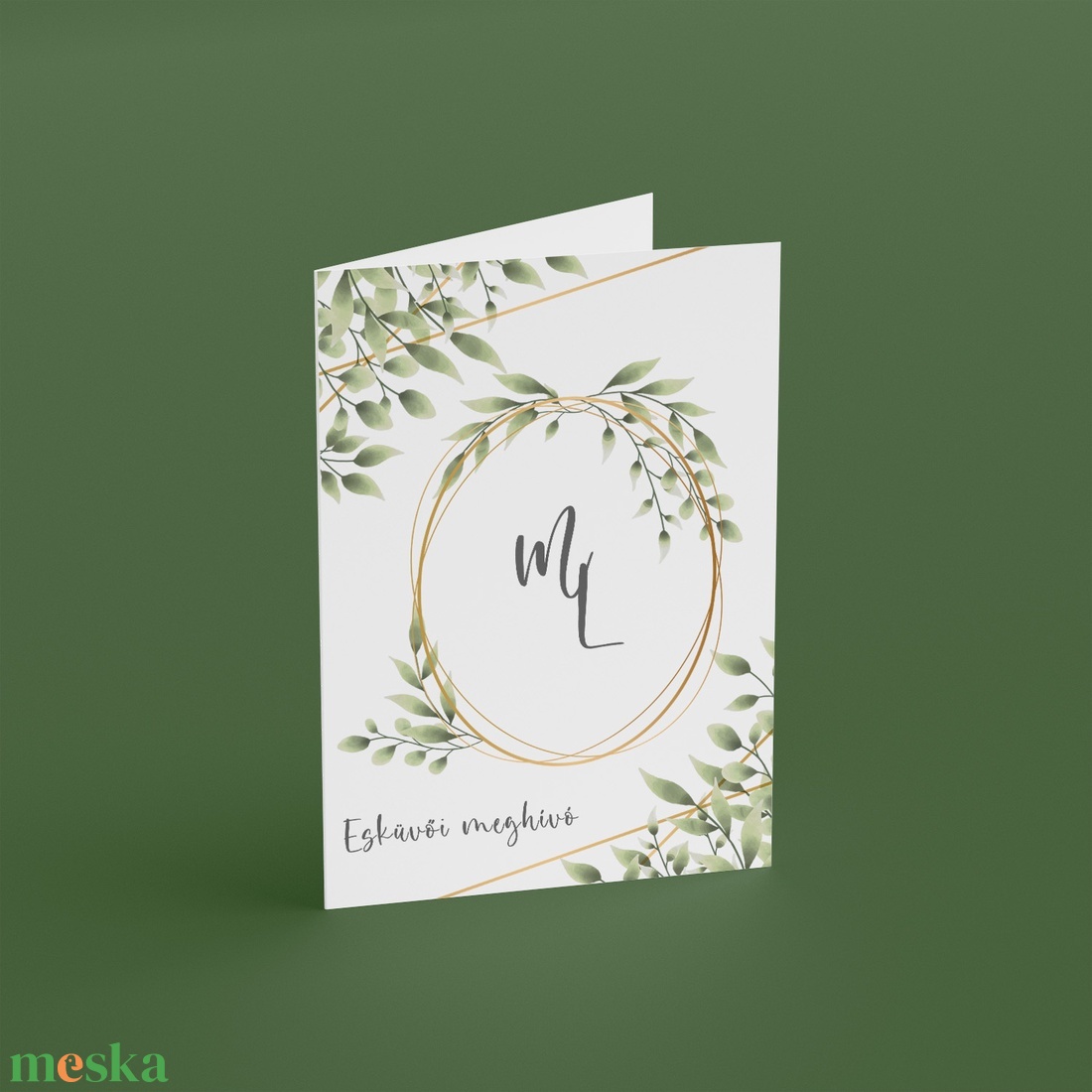 GREENLEAF Esküvői Meghívó, Levelek Esküvői Meghívó, Keretes Esküvői Meghívó, Zöld Esküvői Meghívó - esküvő - meghívó & kártya - meghívó - Meska.hu