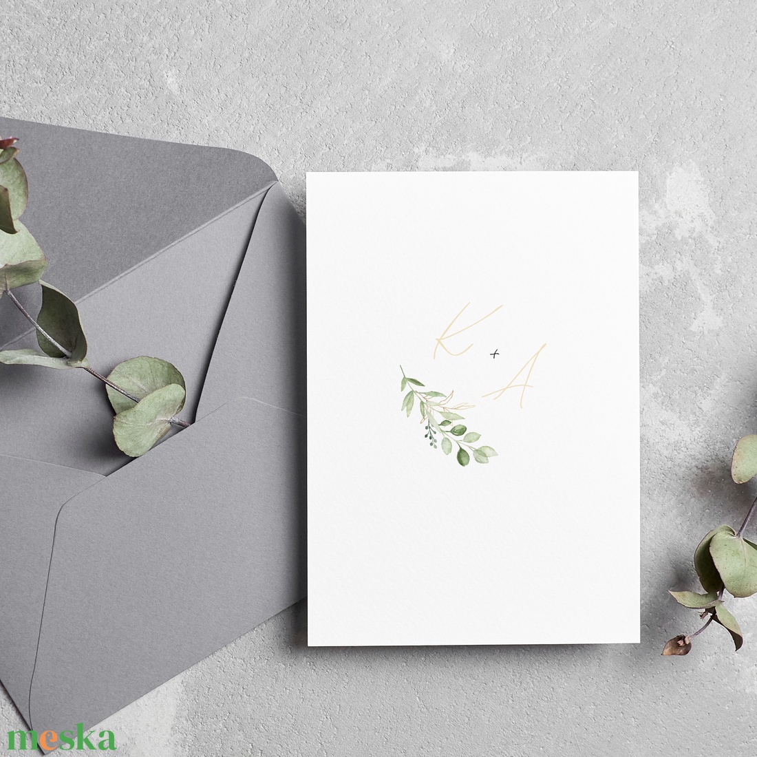 GREENLEAF Esküvői Meghívó, Zöld Esküvői Meghívó, Leveles Esküvői Meghívó, Minimal Esküvői Meghívó - esküvő - meghívó & kártya - meghívó - Meska.hu