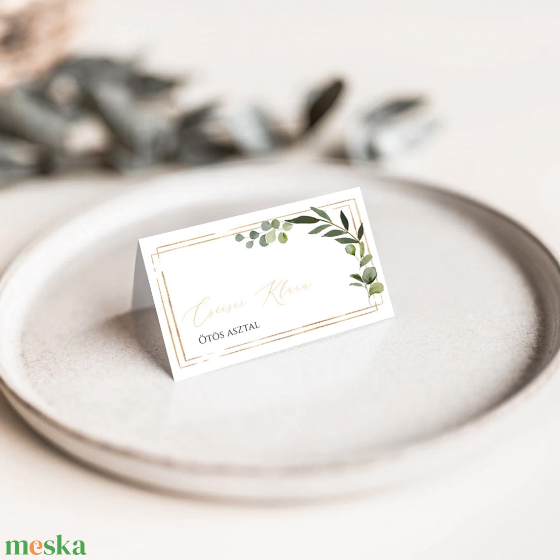 GREENLEAF Esküvői Ültetőkártya, Zöld Esküvői Ültetőkártya, Minimal Esküvői Ültetőkártya, Levél Esküvői Ültetőkártya - esküvő - meghívó & kártya - ültetési rend - Meska.hu