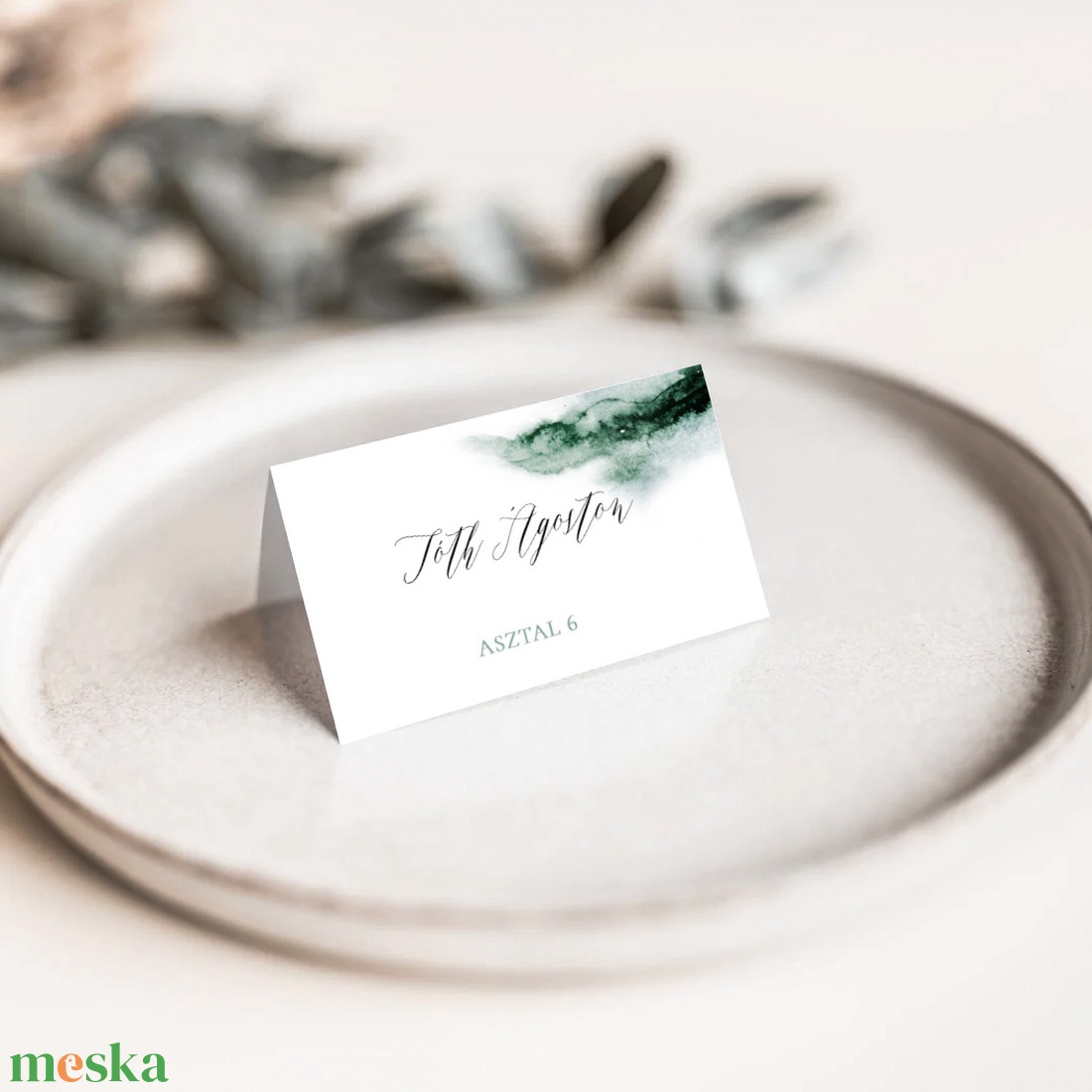 WATERCOLOR Esküvői Ültetőkártya, Táj Esküvői Ültetőkártya, Minimal Esküvői Ültetőkártya, Zöld Esküvői Ültetőkártya - esküvő - meghívó & kártya - ültetési rend - Meska.hu
