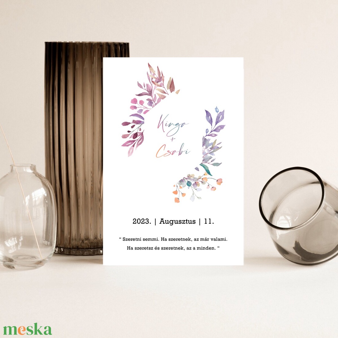 BOHEM Esküvői meghívó, Leveles Esküvői Meghívó, Színes Esküvői Meghívó, Őszi Esküvői Meghívó - esküvő - meghívó & kártya - meghívó - Meska.hu