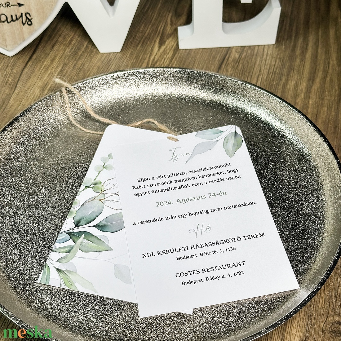 GREENERY Esküvő Meghívó, Levelek Esküvő Meghívó, Keretes Esküvő Meghívó, Zöld Esküvő Meghívó - esküvő - meghívó & kártya - meghívó - Meska.hu