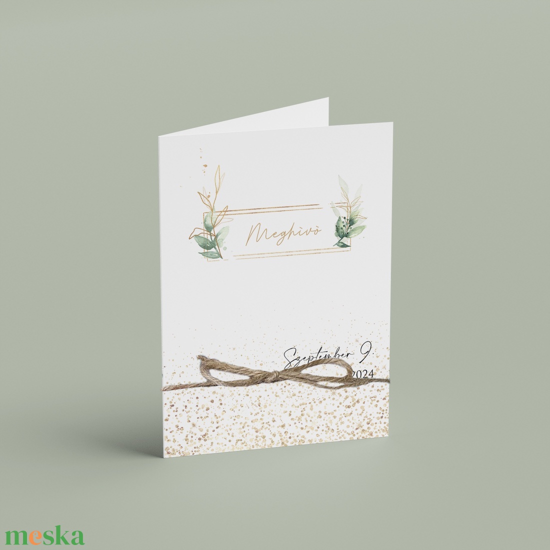 GREENERY Esküvő Meghívó, Levelek Esküvő Meghívó, Keretes Esküvő Meghívó, Zöld Esküvő Meghívó - esküvő - meghívó & kártya - meghívó - Meska.hu