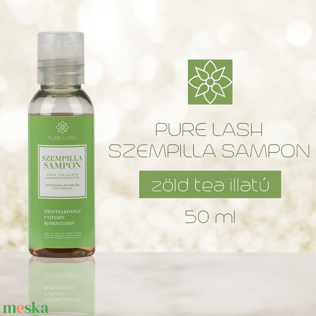 szempillasampon - zöld tea illatú 30 ml - szépségápolás - testápolás - speciális bőrápolás - Meska.hu