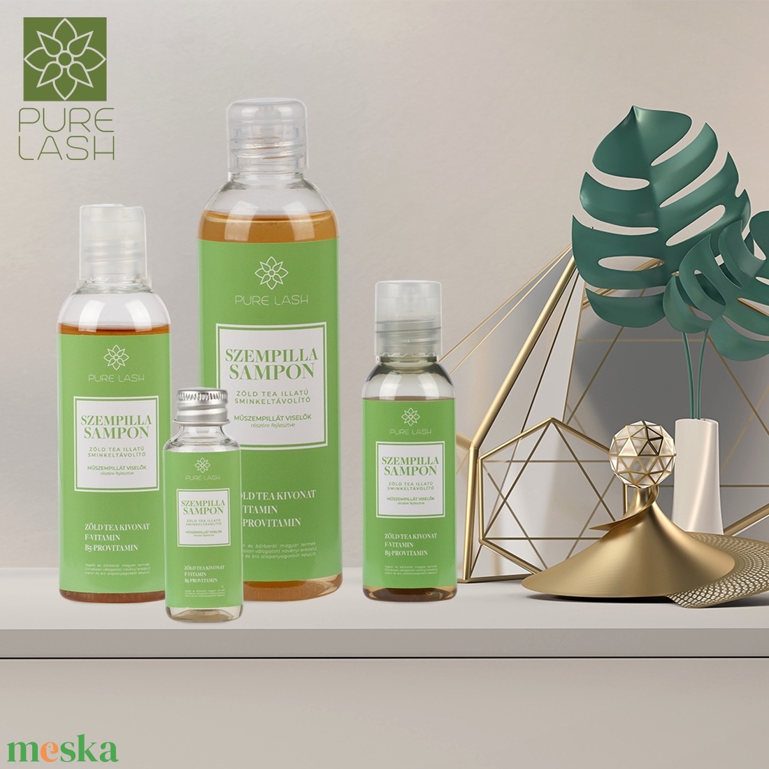 szempillasampon - zöld tea illatú 30 ml - szépségápolás - testápolás - speciális bőrápolás - Meska.hu