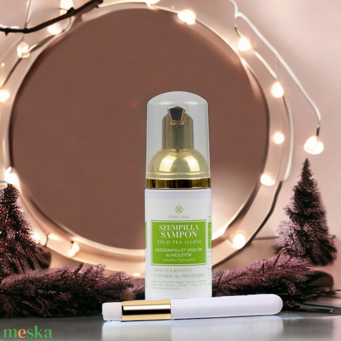 ZÖLD TEA ILLATÚ SZEMPILLASAMPON HABOLÓ FLAKONBAN ECSETTEL - 30 ML - szépségápolás - testápolás - speciális bőrápolás - Meska.hu