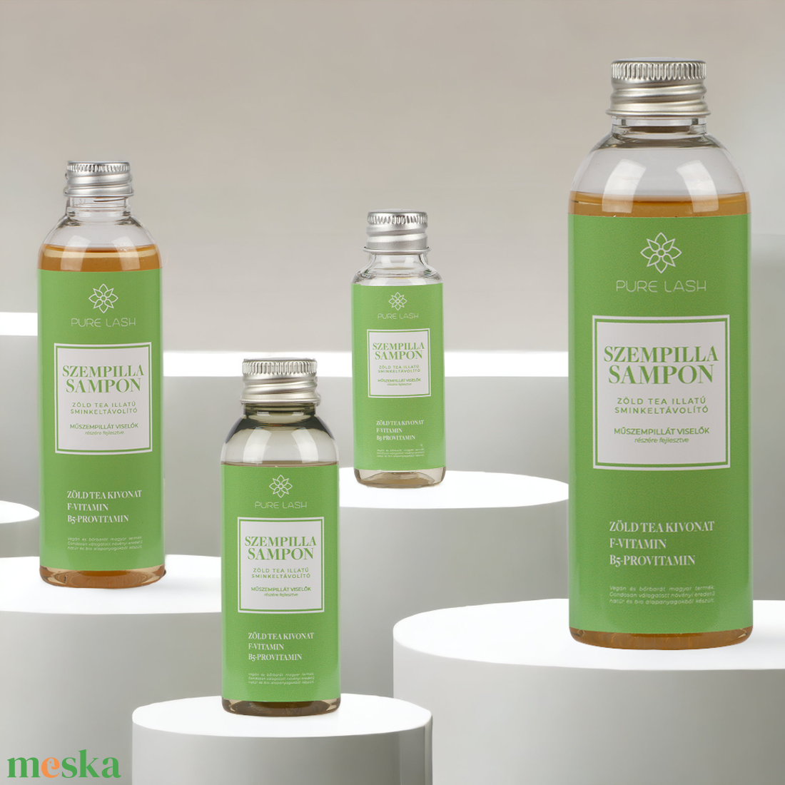 szempillasampon - zöld tea illatú 30 ml - szépségápolás - testápolás - speciális bőrápolás - Meska.hu