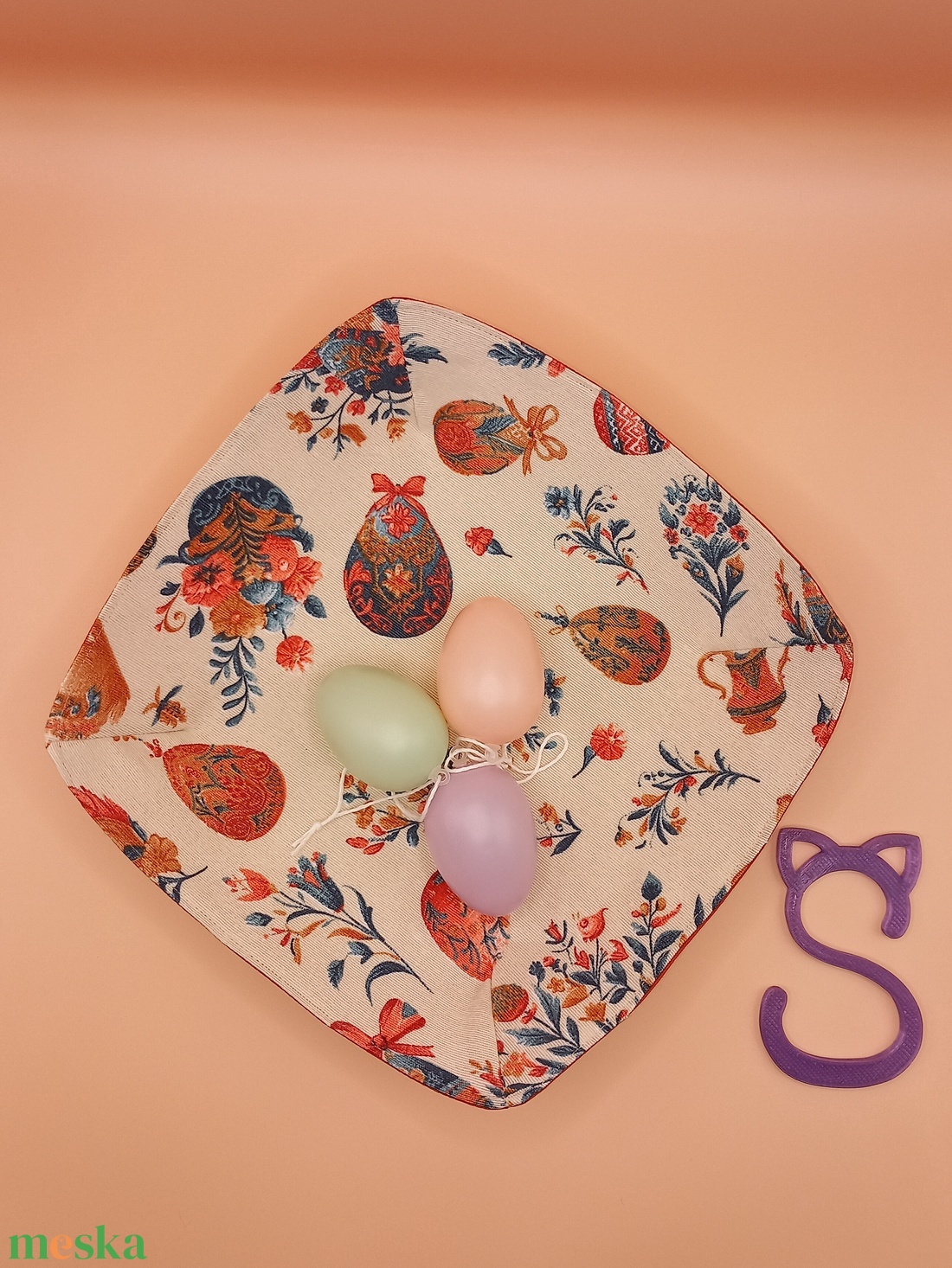 Textil dekor tál - ünnepi díszek, dekorációk - húsvéti díszek és dekorációk - húsvéti asztaldíszek - Meska.hu