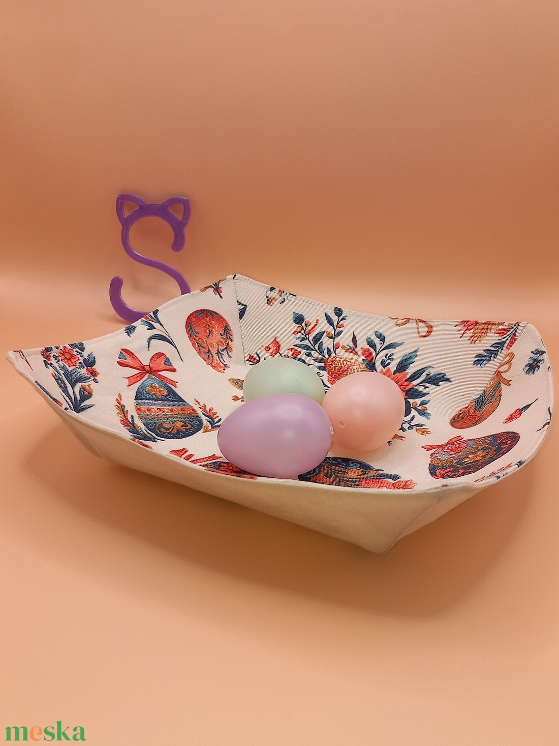 Textil dekor tál - ünnepi díszek, dekorációk - húsvéti díszek és dekorációk - húsvéti asztaldíszek - Meska.hu