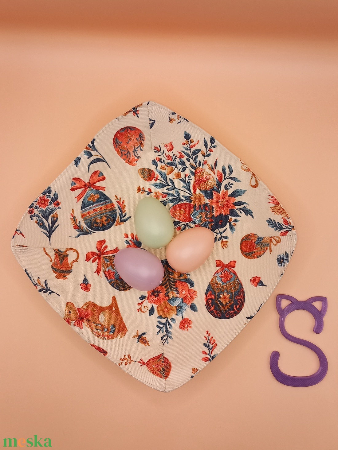 Textil dekor tál - ünnepi díszek, dekorációk - húsvéti díszek és dekorációk - húsvéti asztaldíszek - Meska.hu