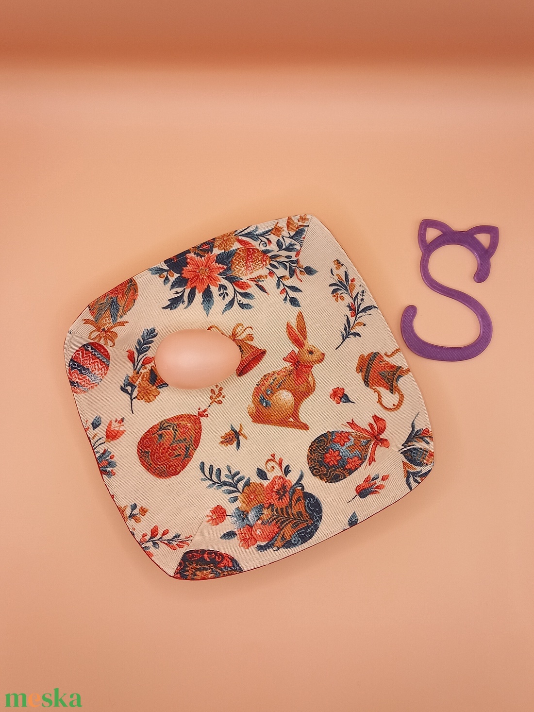 Textil dekor tál - ünnepi díszek, dekorációk - húsvéti díszek és dekorációk - húsvéti asztaldíszek - Meska.hu