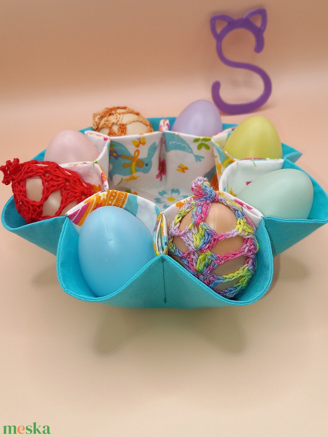Textil  húsvéti tojás tartó tál - otthon & életmód - dekoráció - asztal és polc dekoráció - asztaldísz - Meska.hu