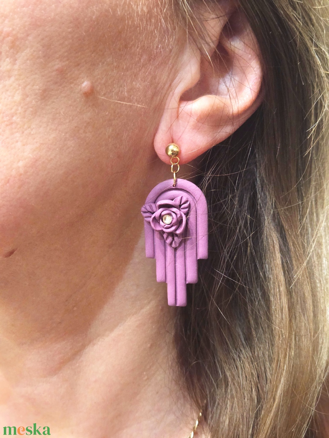 Polimer agyag elegáns fülbevaló - ékszer - fülbevaló - fülékszer - Meska.hu