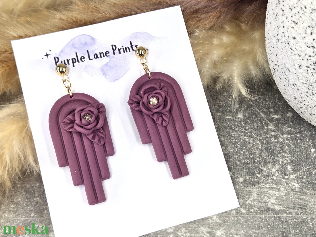 Polimer agyag elegáns fülbevaló - ékszer - fülbevaló - fülékszer - Meska.hu