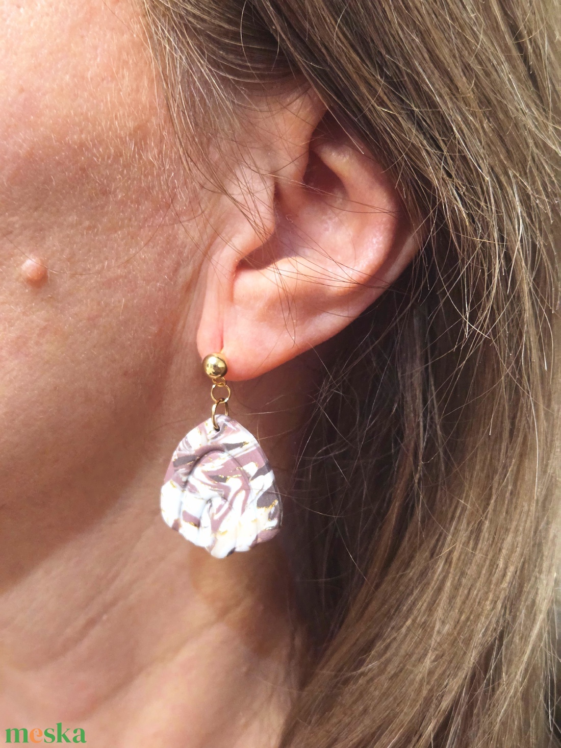 Polimer agyag elegáns fülbevaló - ékszer - fülbevaló - fülékszer - Meska.hu