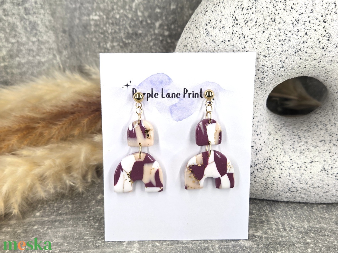 Polimer agyag elegáns fülbevaló - ékszer - fülbevaló - fülékszer - Meska.hu