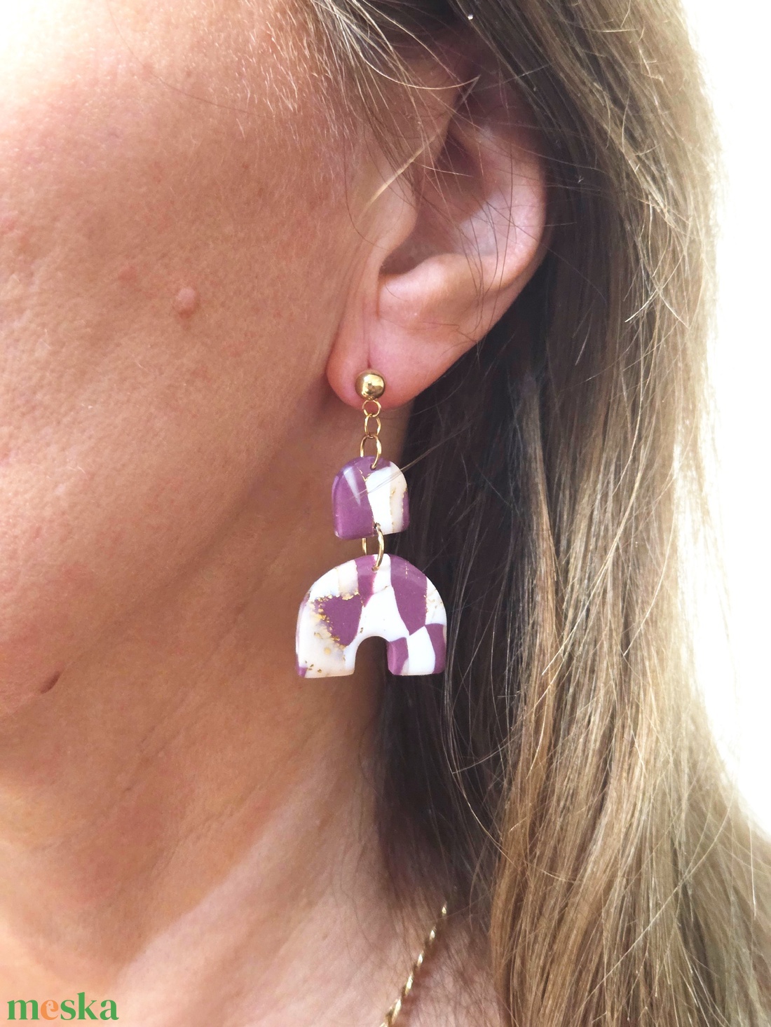 Polimer agyag elegáns fülbevaló - ékszer - fülbevaló - fülékszer - Meska.hu