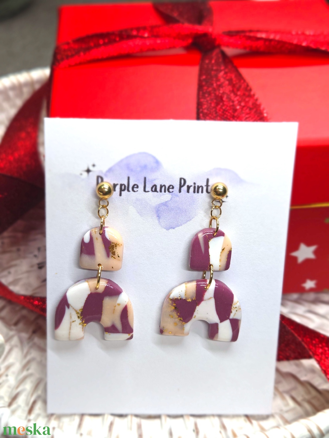 Polimer agyag elegáns fülbevaló - ékszer - fülbevaló - fülékszer - Meska.hu