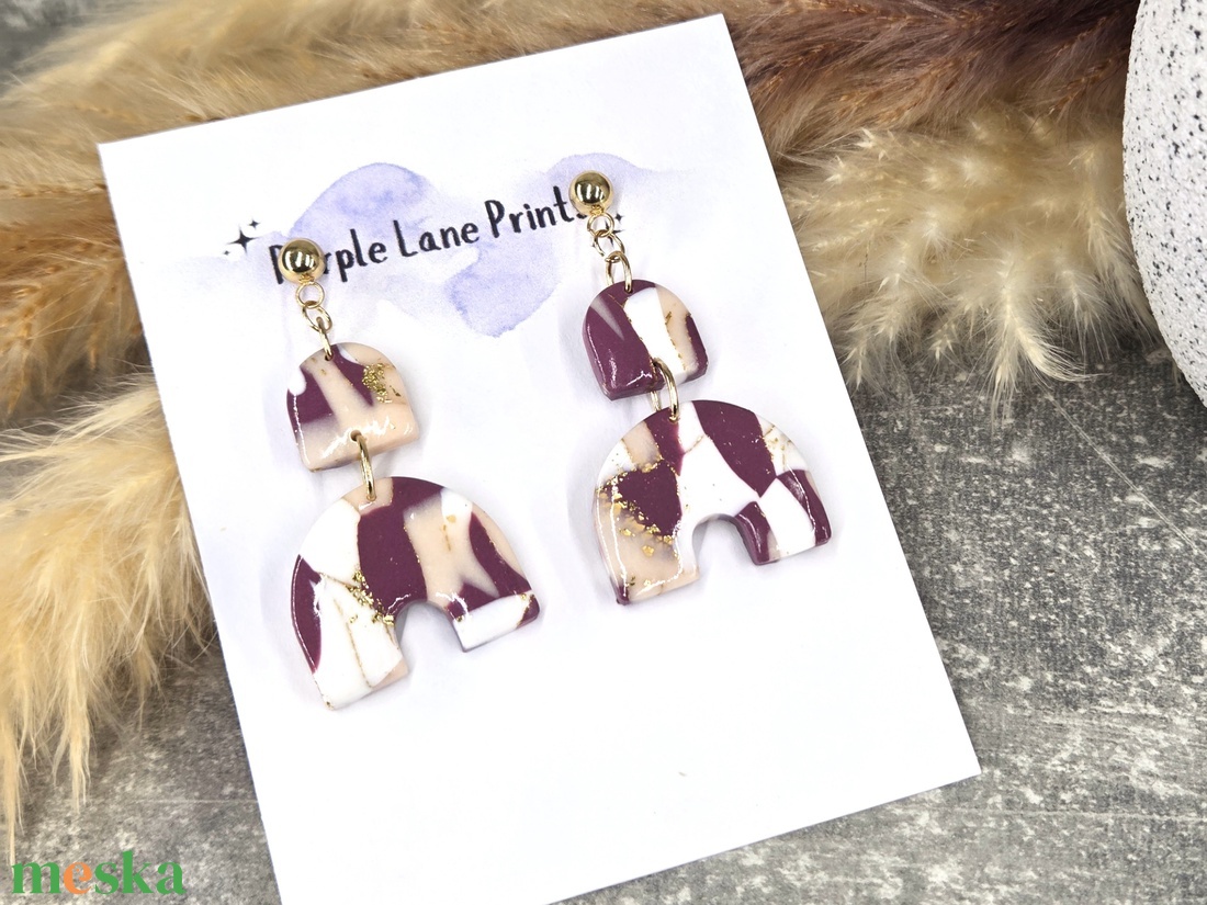 Polimer agyag elegáns fülbevaló - ékszer - fülbevaló - fülékszer - Meska.hu