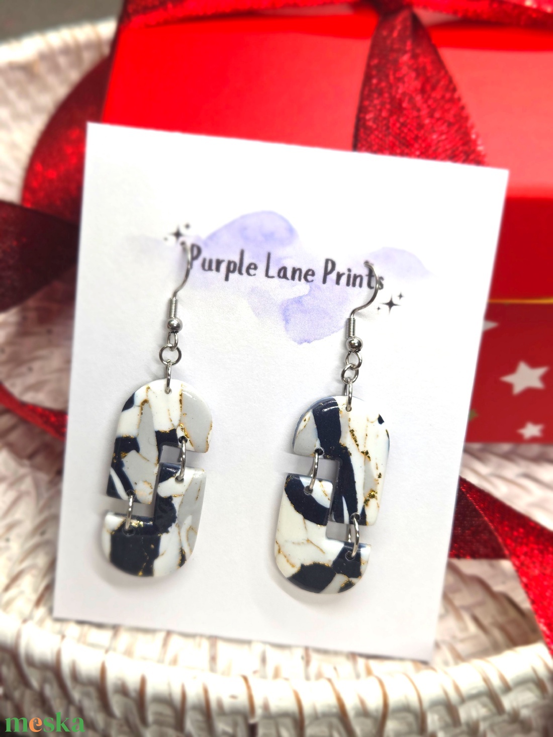 Polimer agyag elegáns fülbevaló - ékszer - fülbevaló - fülékszer - Meska.hu