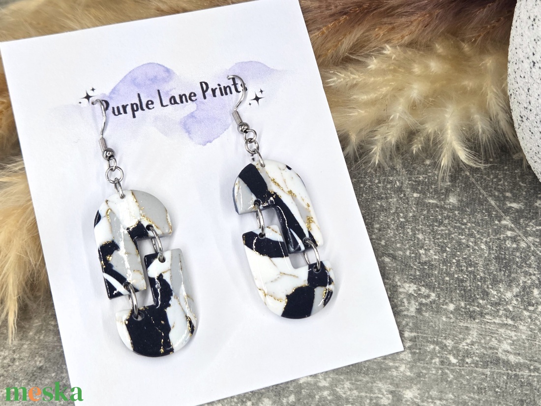 Polimer agyag elegáns fülbevaló - ékszer - fülbevaló - fülékszer - Meska.hu