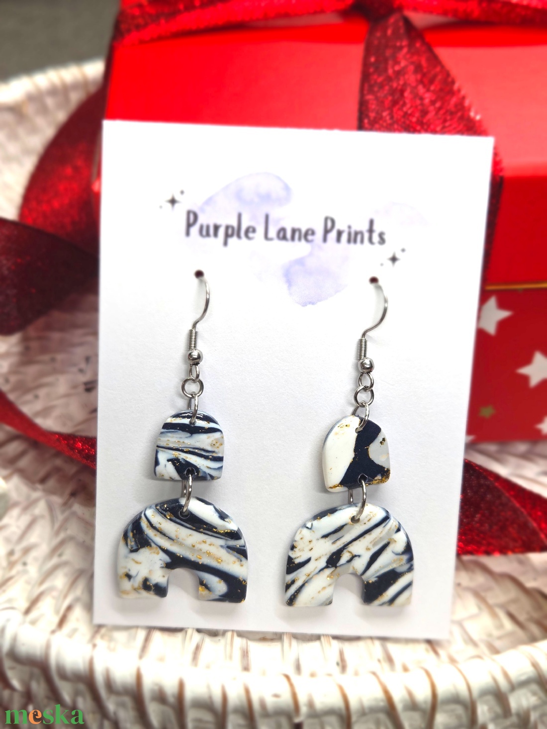 Polimer agyag elegáns fülbevaló - ékszer - fülbevaló - fülékszer - Meska.hu