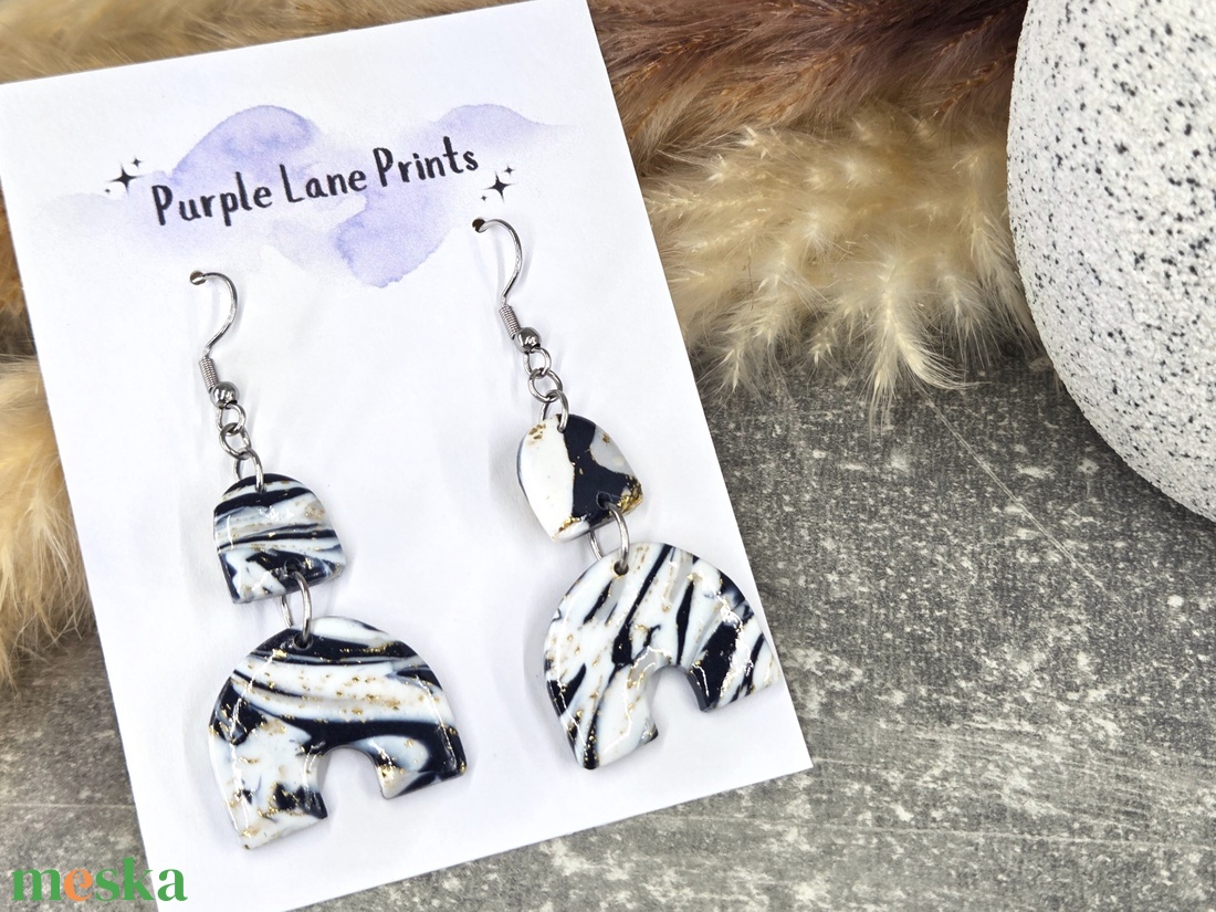 Polimer agyag elegáns fülbevaló - ékszer - fülbevaló - fülékszer - Meska.hu