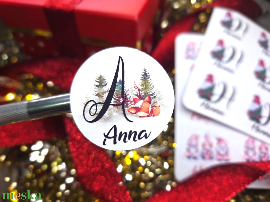 Egyedi, névreszóló karácsonyi matrica / 24db címke / ajándék cédula / Christmas sticker - otthon & életmód - papír, írószer - matrica, matrica csomag - Meska.hu