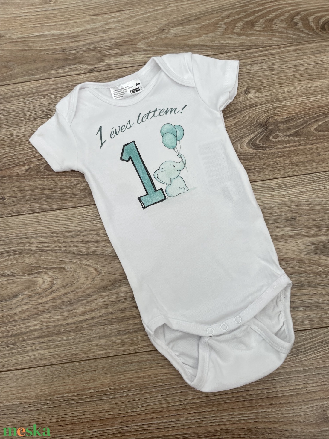 Kisfiú szülinapos body  - elef�nt - baba - mama - babaruházat - baba body - Meska.hu