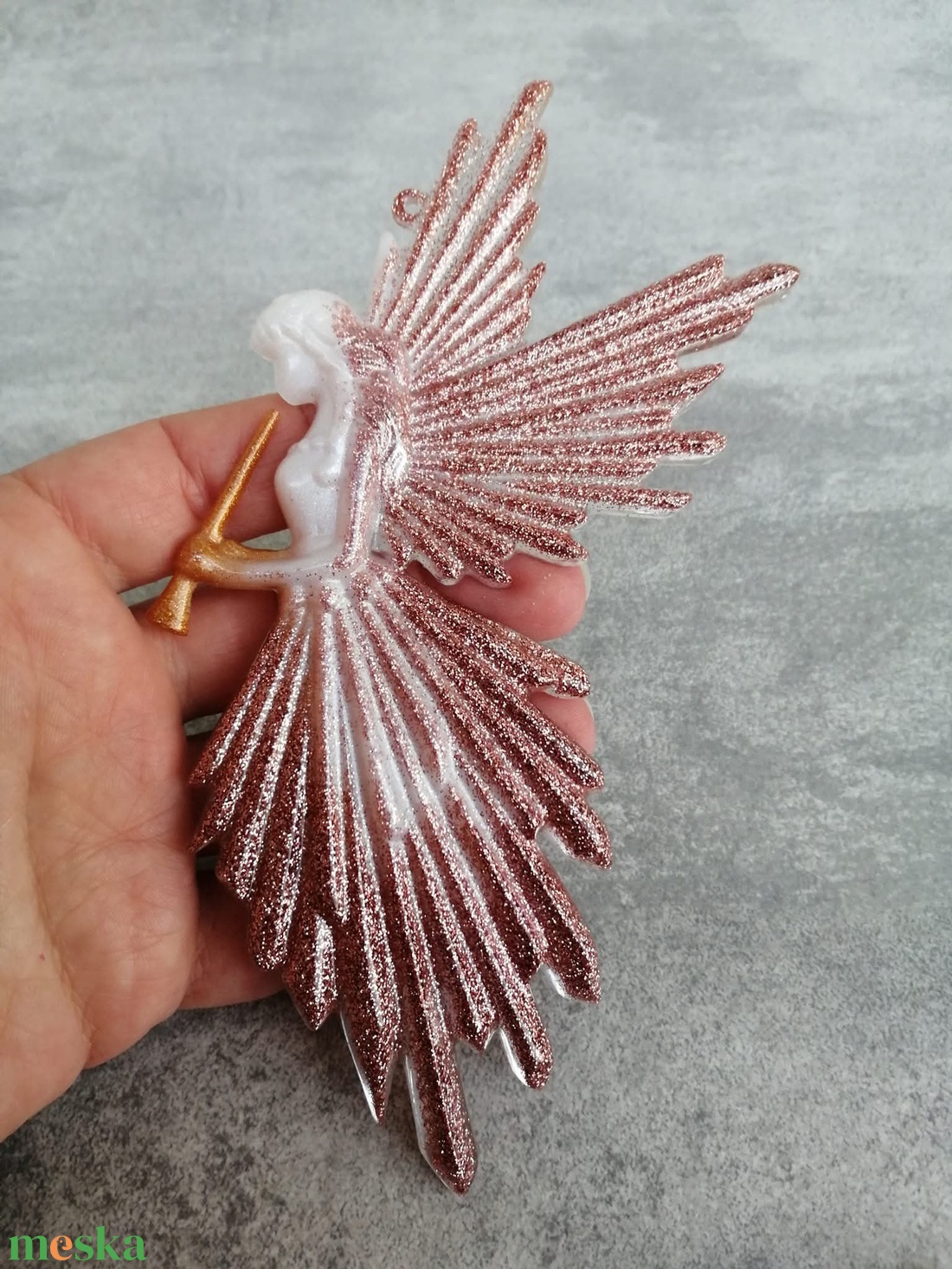 Karácsonyi angyaldísz epoxy gyantából  - karácsony - karácsonyi lakásdekoráció - karácsonyfadíszek - Meska.hu