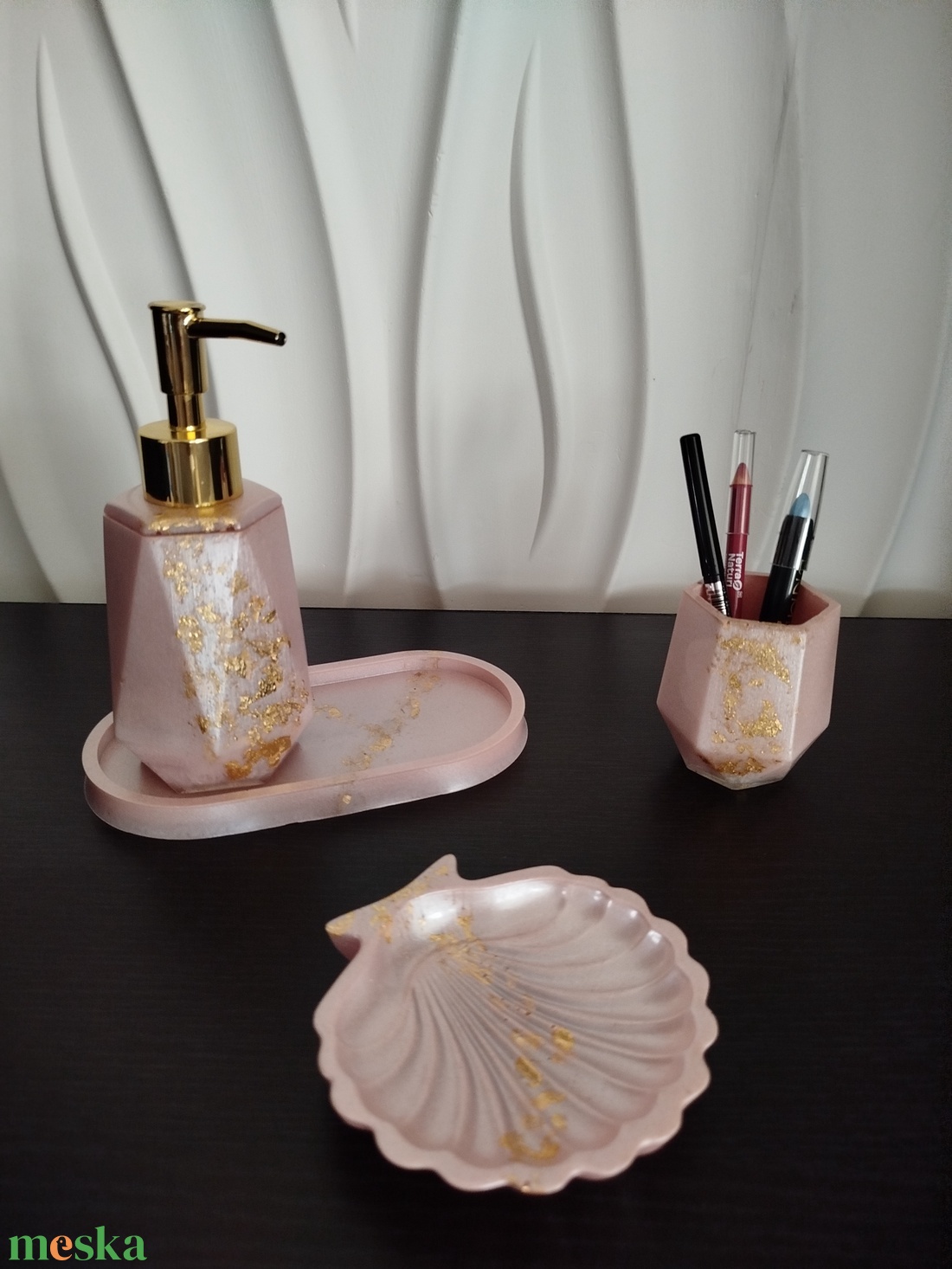 Fürdőszoba szett epoxy gyantából  - otthon & életmód - fürdőszoba - fürdőszobai dekoráció - Meska.hu