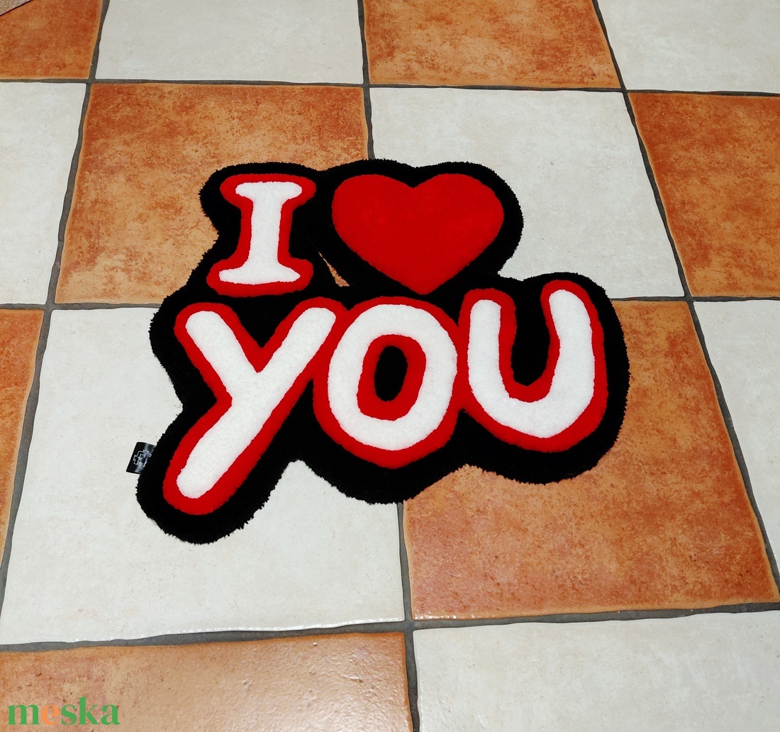 I Love You tufting szőnyeg - otthon & életmód - lakástextil - szőnyeg - horgolt szőnyeg - Meska.hu