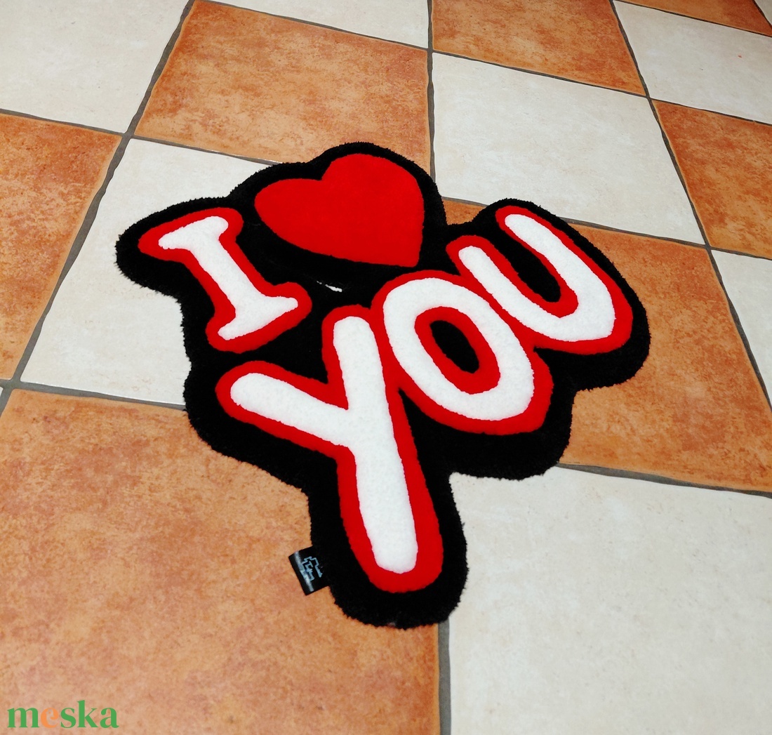 I Love You tufting szőnyeg - otthon & életmód - lakástextil - szőnyeg - horgolt szőnyeg - Meska.hu