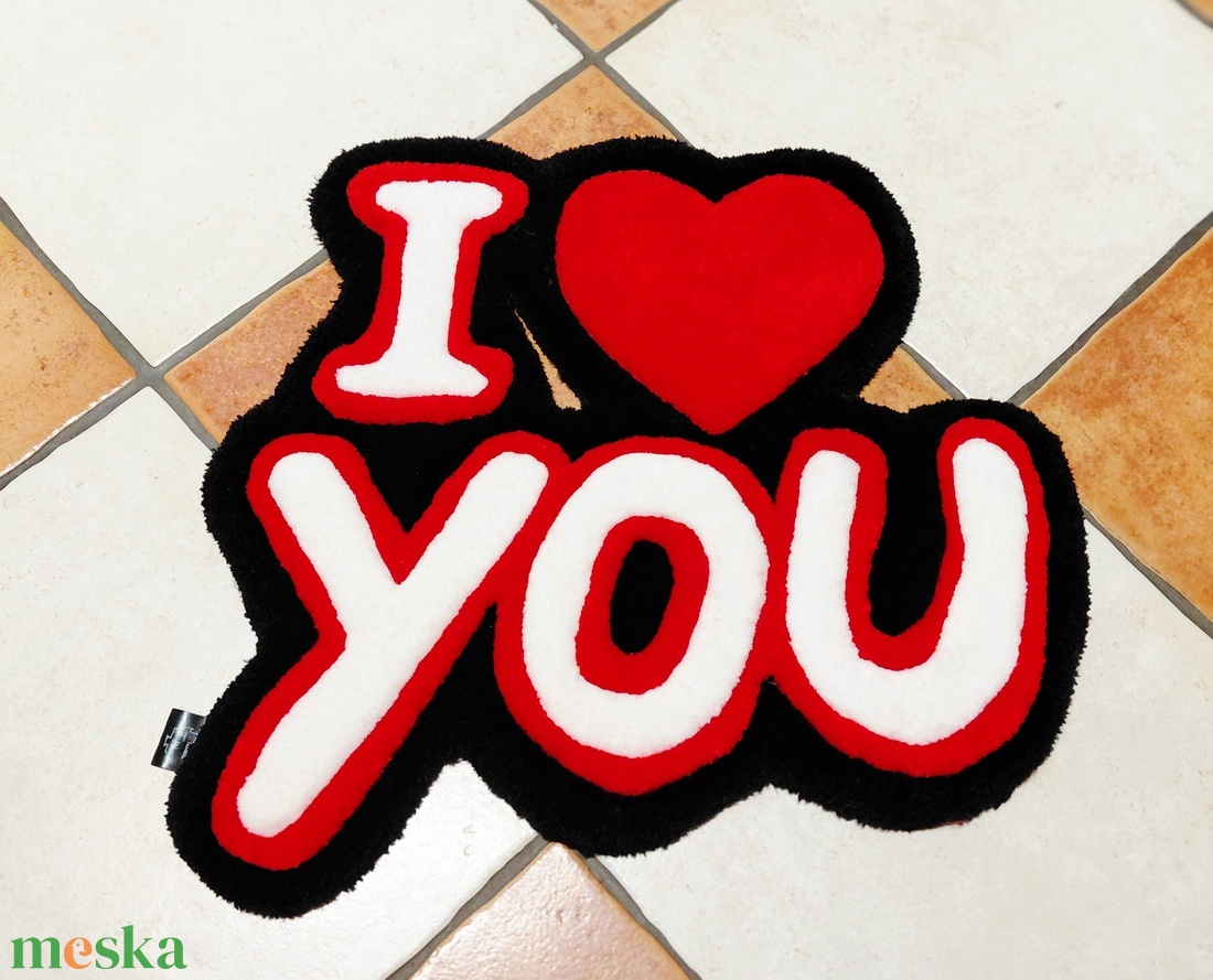 I Love You tufting szőnyeg - otthon & életmód - lakástextil - szőnyeg - horgolt szőnyeg - Meska.hu